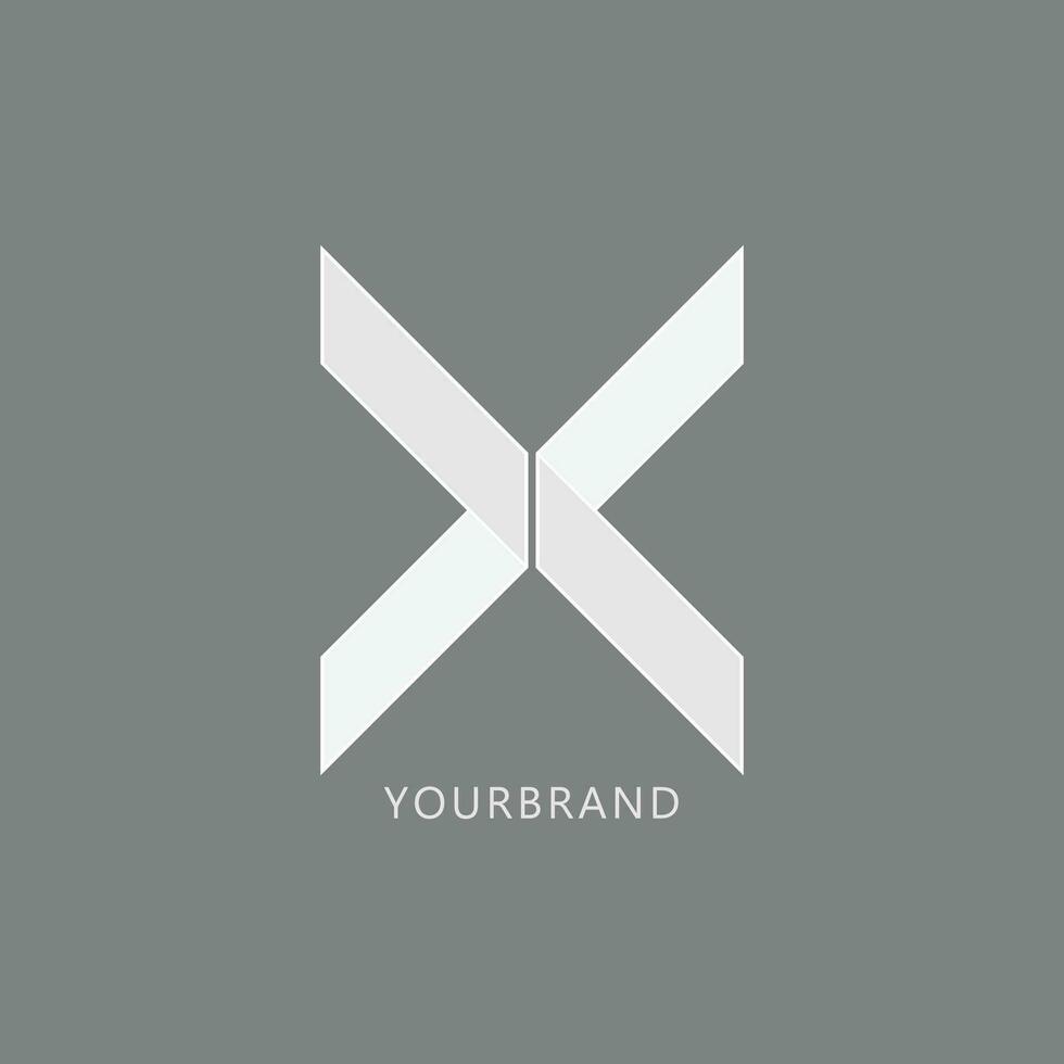 minimalista cinzento abstrato carta x geométrico forma vetor companhia ícone logotipo Projeto conceito