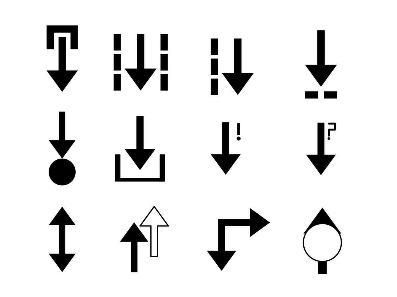 Setas; flechas Preto conjunto ícones. seta ícone. vetor