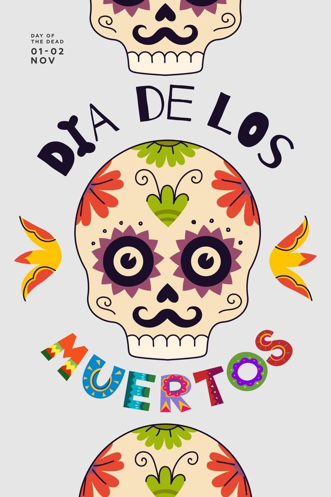 dia mexicano do cartaz de feriado morto. dia de los muertos vetor