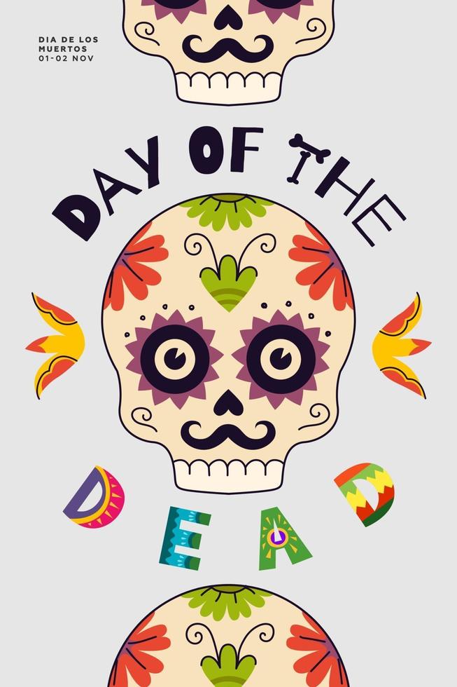 dia mexicano do cartaz da festa dos mortos. dia de los muertos national vetor