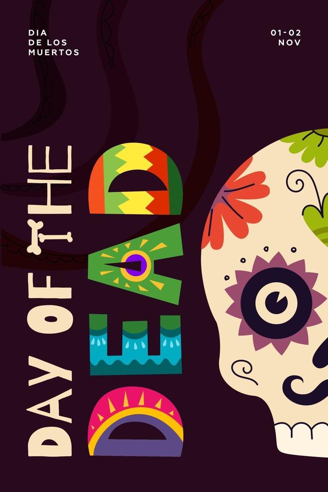 dia mexicano do cartaz da festa dos mortos. festival dia de los muertos vetor