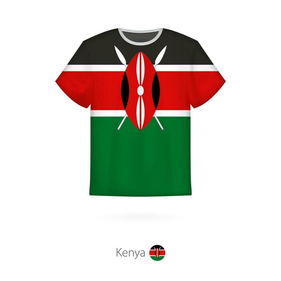 camiseta Projeto com bandeira do Quênia. vetor