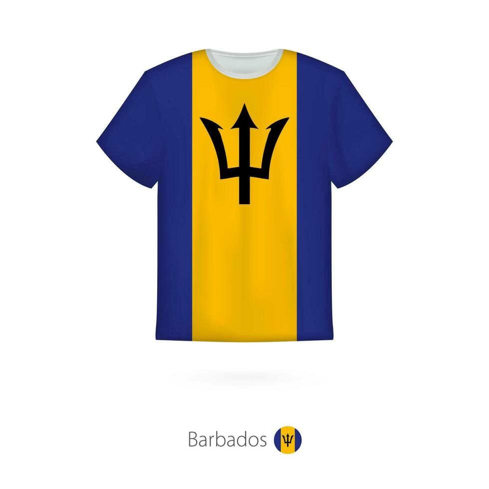 camiseta Projeto com bandeira do barbados. vetor