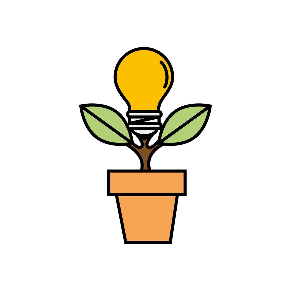 planta de vaso com ícone de ecologia de lâmpada vetor