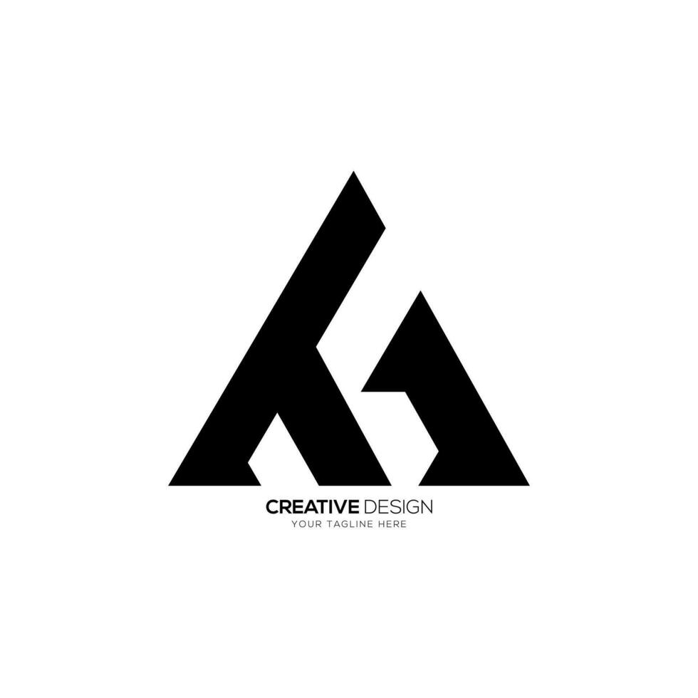 triângulo carta uma t g moderno único forma criativo monograma logotipo Projeto vetor