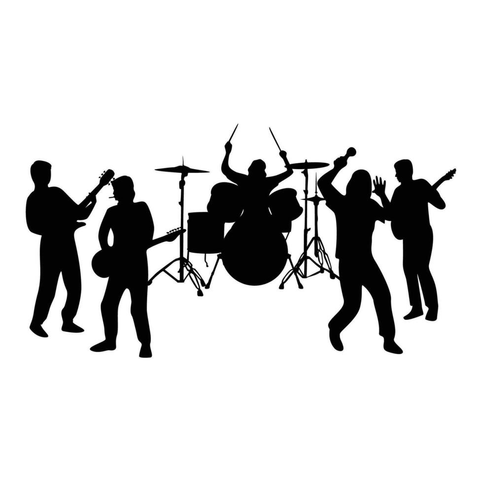 grupo banda silhueta Projeto. música show vetor ilustração.