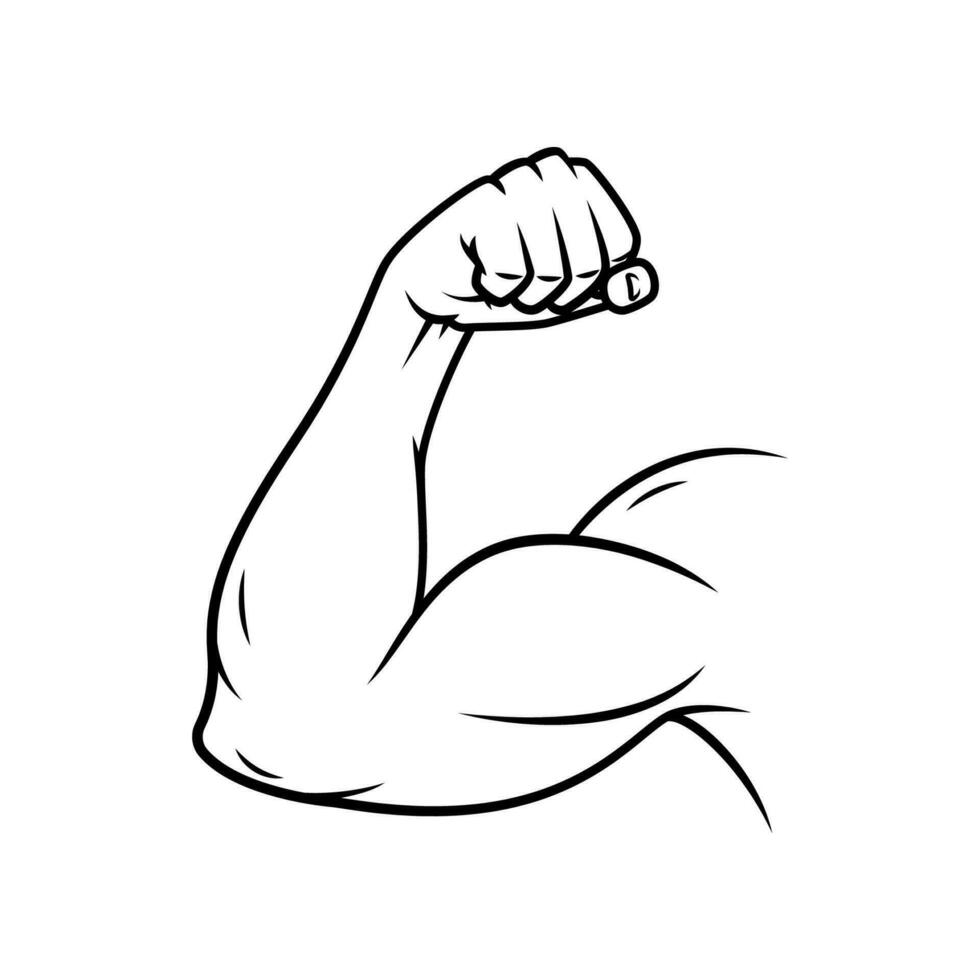 músculo braços Forte bíceps linha arte vetor isolado em branco fundo.