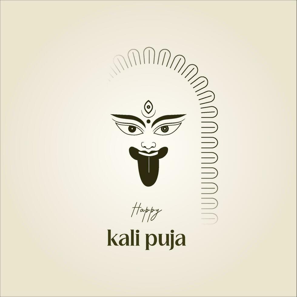 feliz, kali puja ,texto deusa kali maa face hindu mitologia deusa kali maa face social meios de comunicação modelo fundo.poster.post. história. vetor