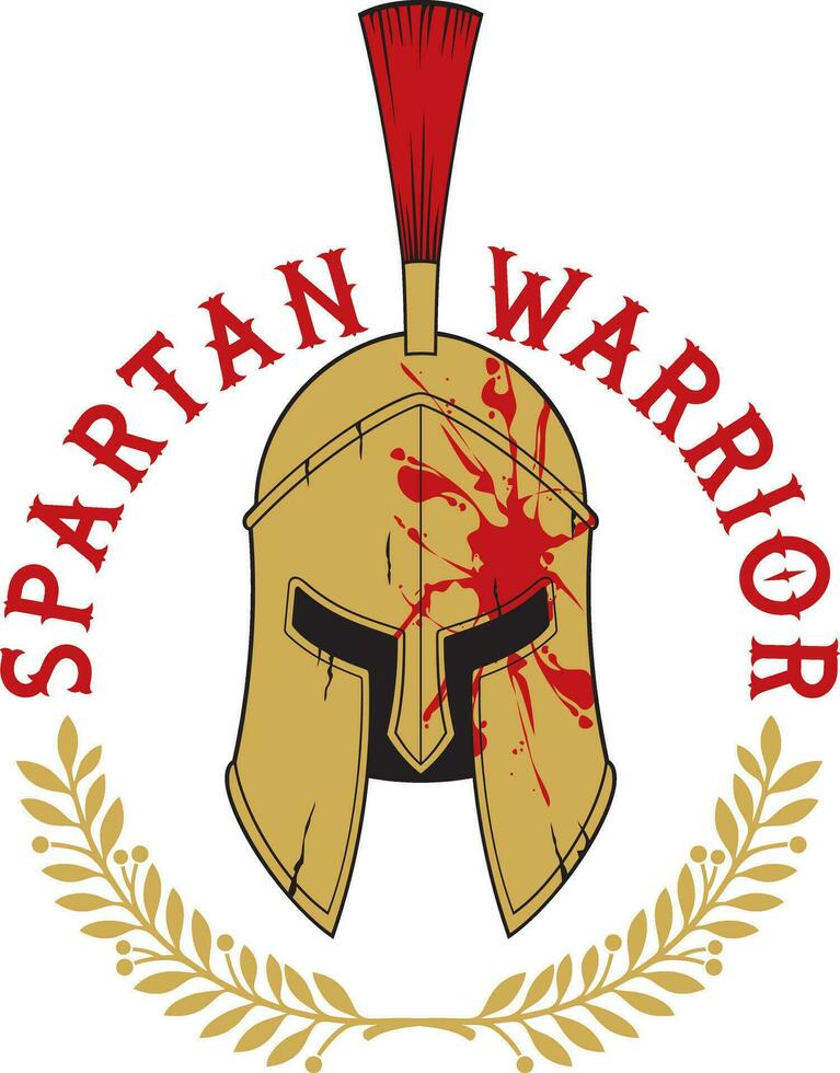 antigo espartano capacete - Guerreiro e louro guirlanda cor. vetor ilustração.