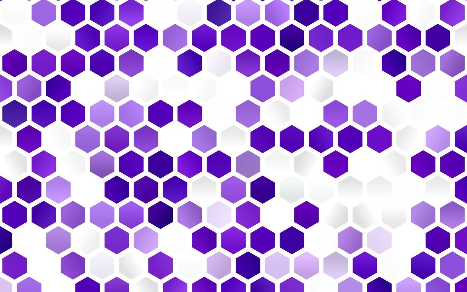 textura vector roxo claro com hexágonos coloridos.