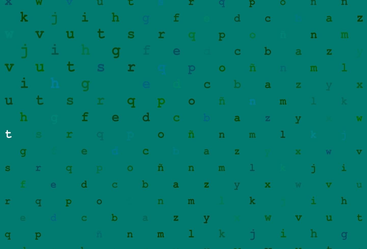 textura vector azul e verde escuro com caracteres abc.