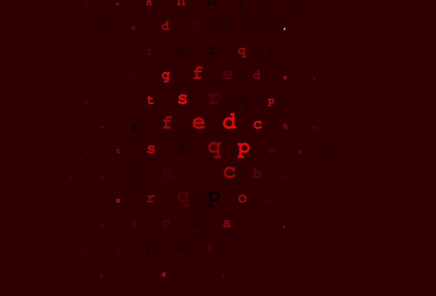 layout de vetor vermelho escuro com alfabeto latino.