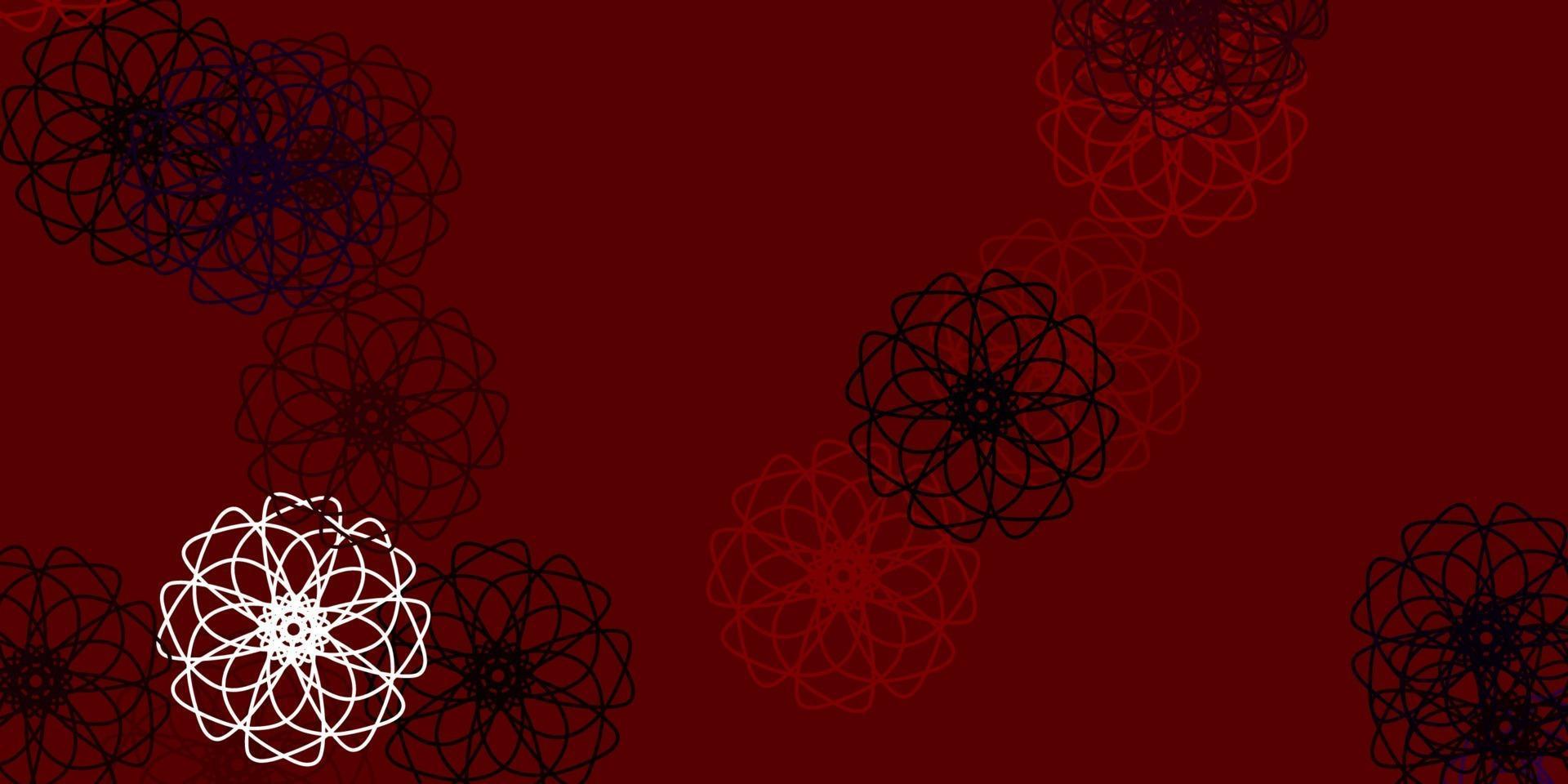 textura de doodle de vetor rosa e vermelho claro com flores.