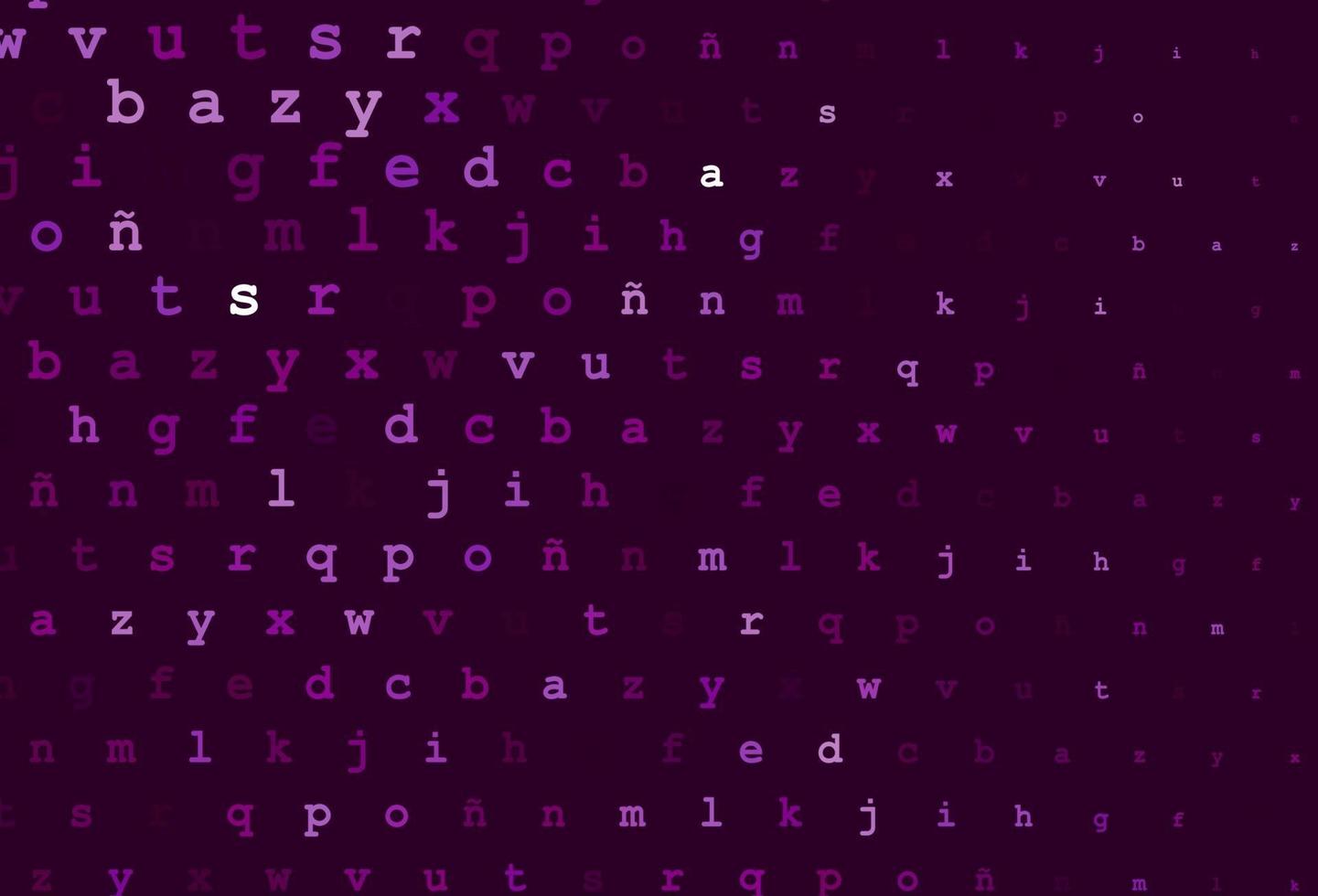 textura vector roxo escuro com caracteres abc.