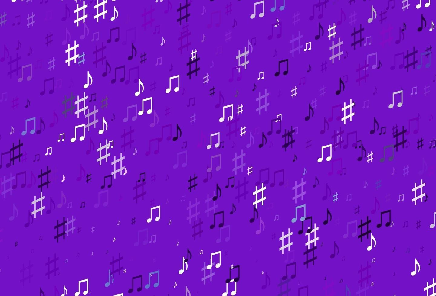 pano de fundo vector roxo claro com notas musicais.