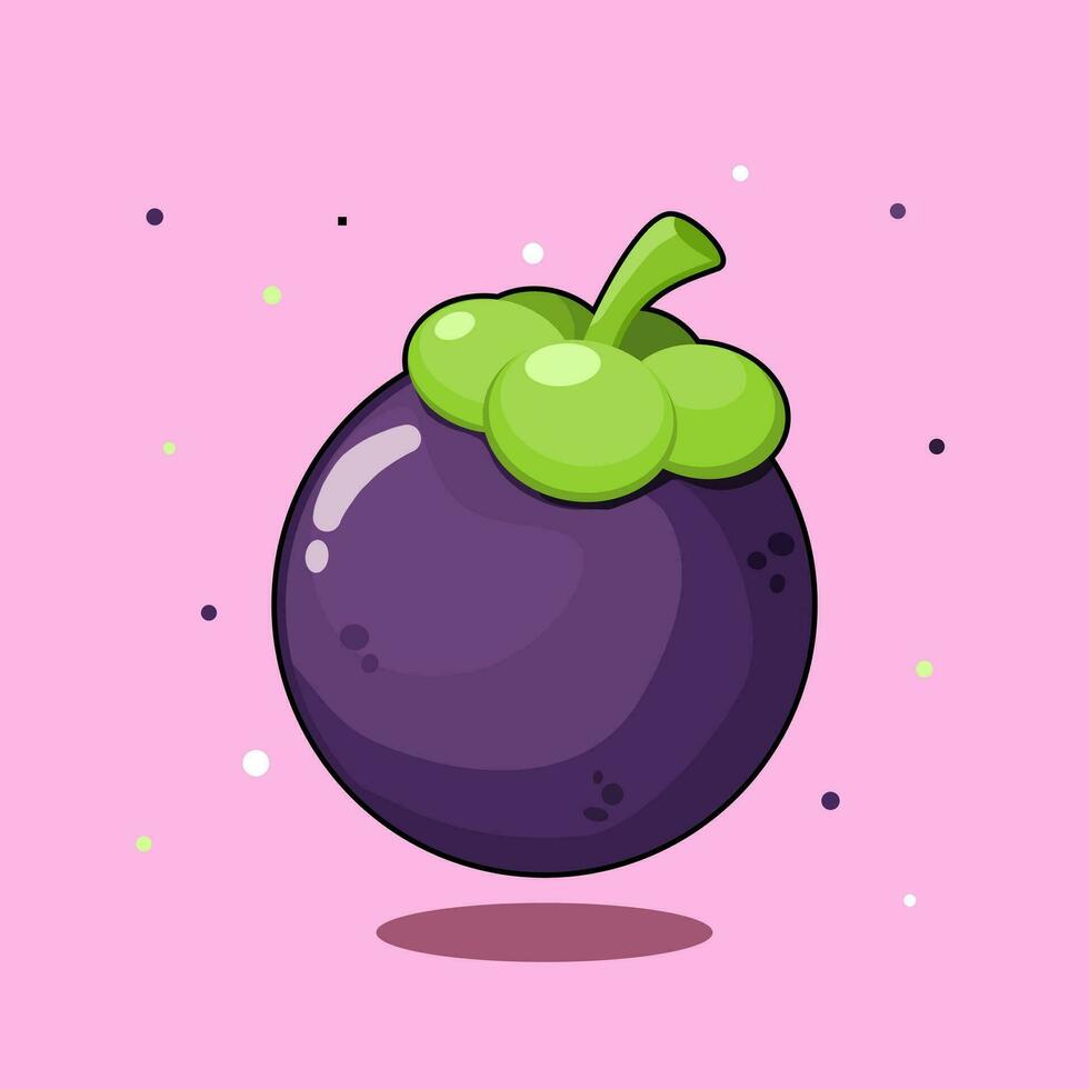 mangostão fruta, tropical fruta, roxa fruta. frutas plano vetor ilustração ícone fofa kawaii desenho animado