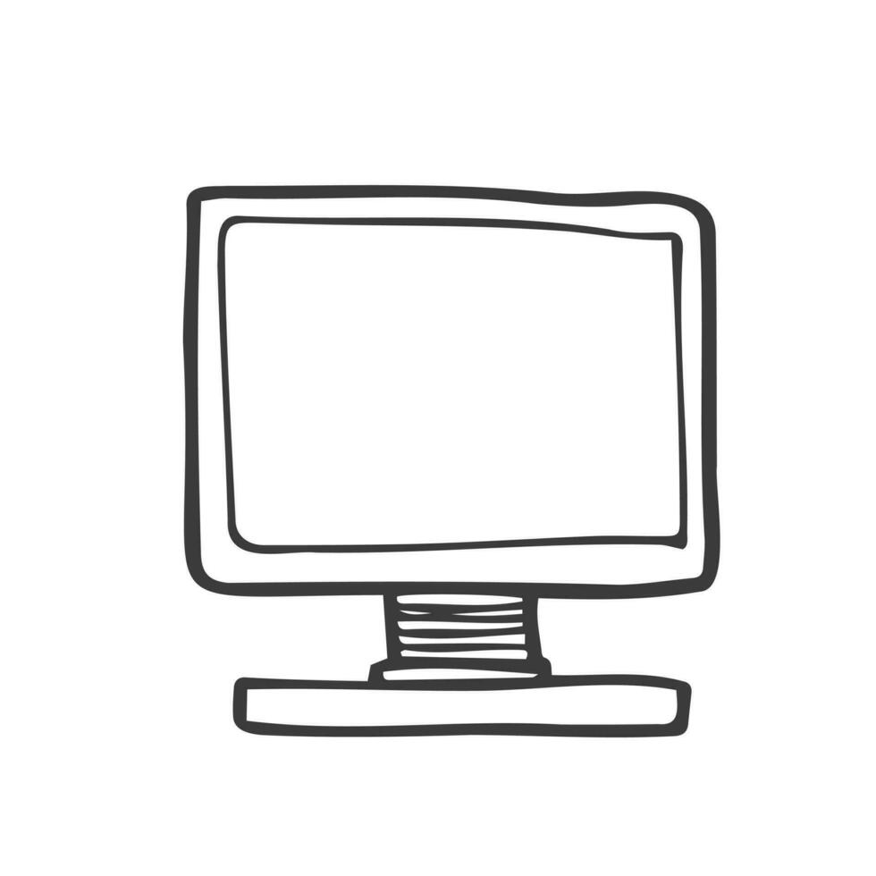 mão desenhado monitor, vetor ilustração esboço