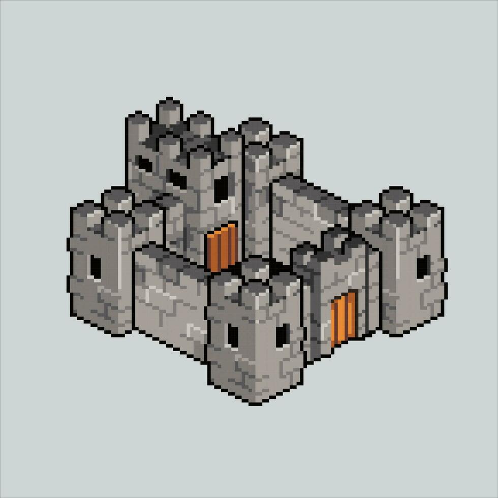 pixel arte ilustração fortaleza. pixelizada fortaleza. medieval fortaleza ícone pixelizada para a pixel arte jogos e ícone para local na rede Internet e vídeo jogo. velho escola retrô. vetor