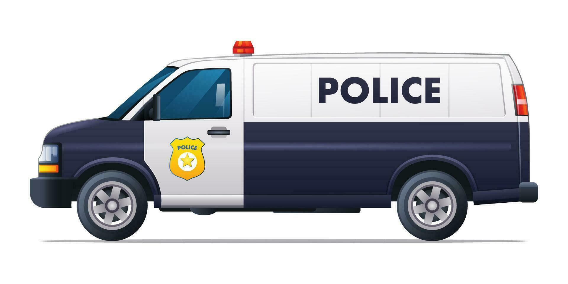 polícia carro vetor ilustração. patrulha oficial veículo, lado Visão furgão carro isolado em branco fundo
