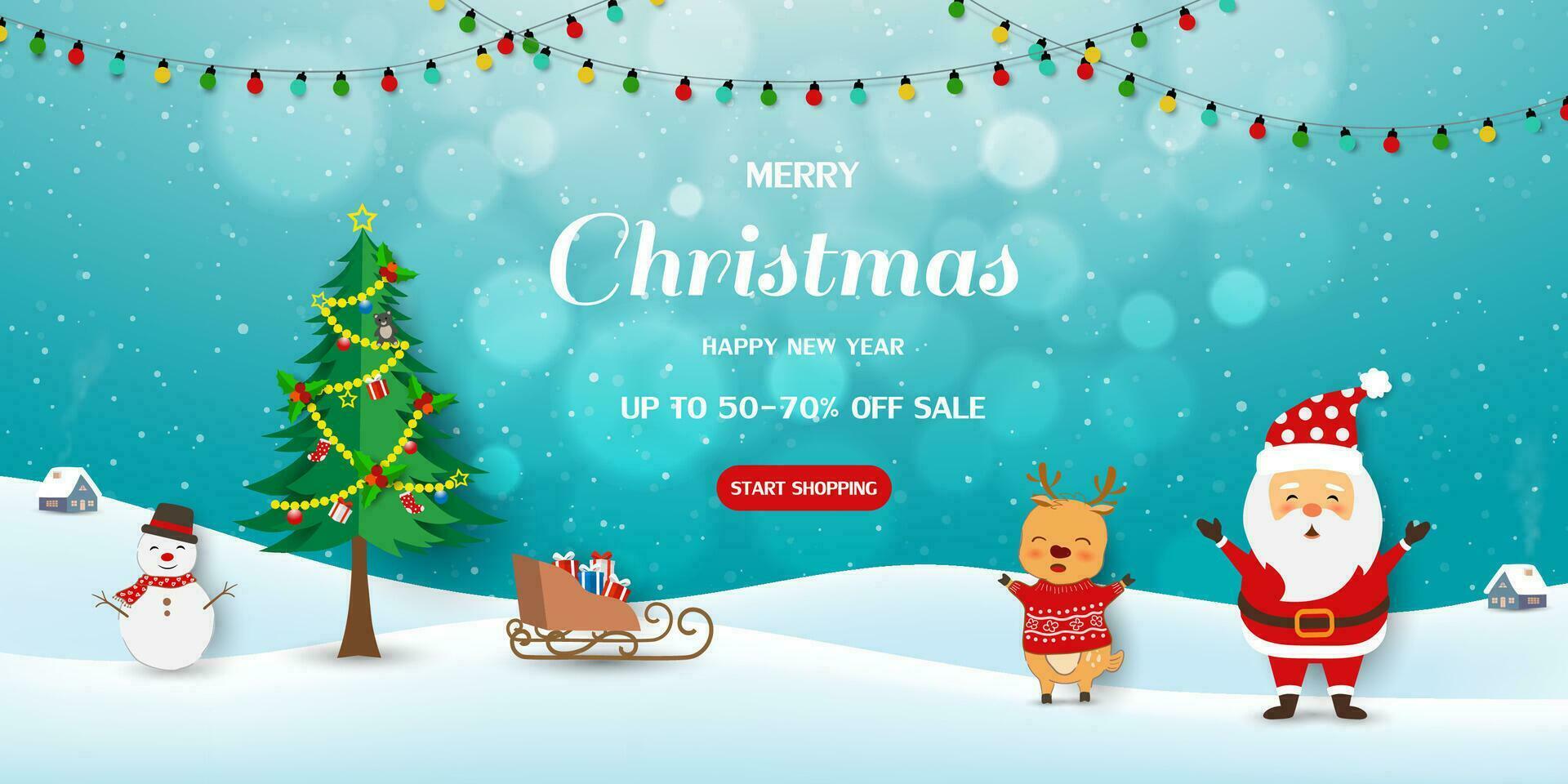 alegre Natal e feliz Novo ano venda horizontal fundo para desconto promoção, folhetos, banner, folheto, site ou cartão vetor