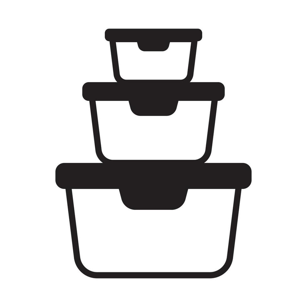 Comida recipiente ícone. lancheira ícone. organizando Comida armazenamento containers. vetor ícone isolado em branco fundo.