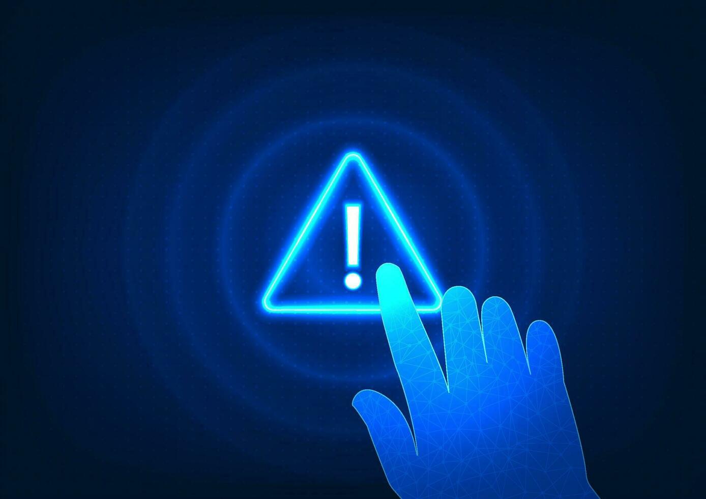 notificação tecnologia a mão pressionando a alerta símbolo indica uma sistema notificação do uma tecnológica dados em processamento erro. vetor
