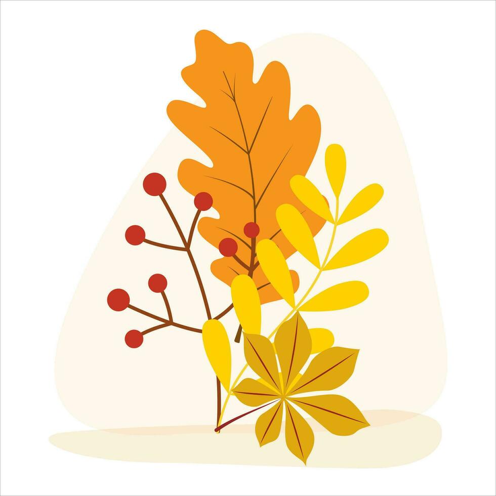 grampo arte do mão desenhado do outono folhas e bagas em isolado fundo. caloroso fundo para outono colheita, Ação de graças, dia das Bruxas e sazonal celebração, têxtil, scrapbooking. vetor