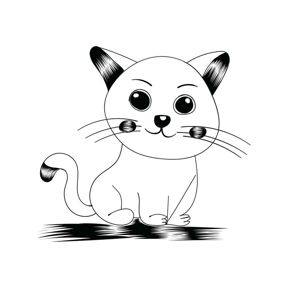 desenho de ilustração vetorial de gato fofo vetor