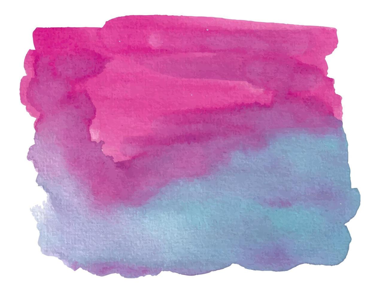 Pincelada abstrata aquarela rosa e azul com papel áspero vetor