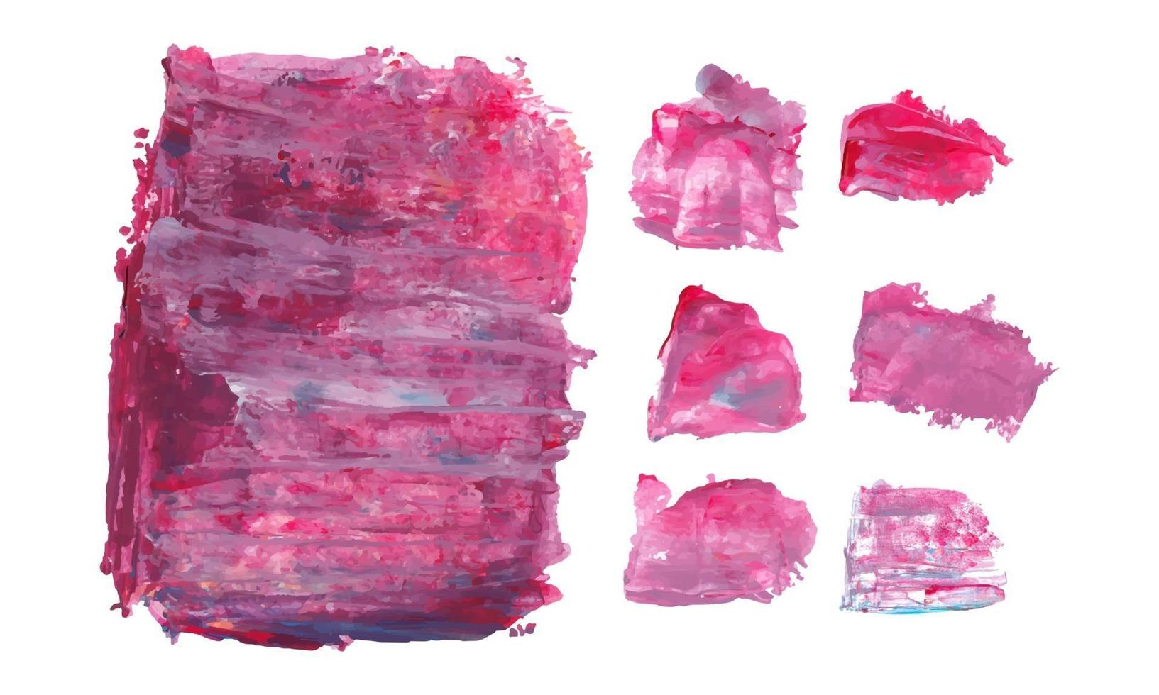 Pincelada de acrílico rosa e guache com textura de tinta original vetor