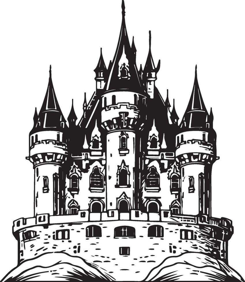 magnífico castelo vetor silhueta ilustração