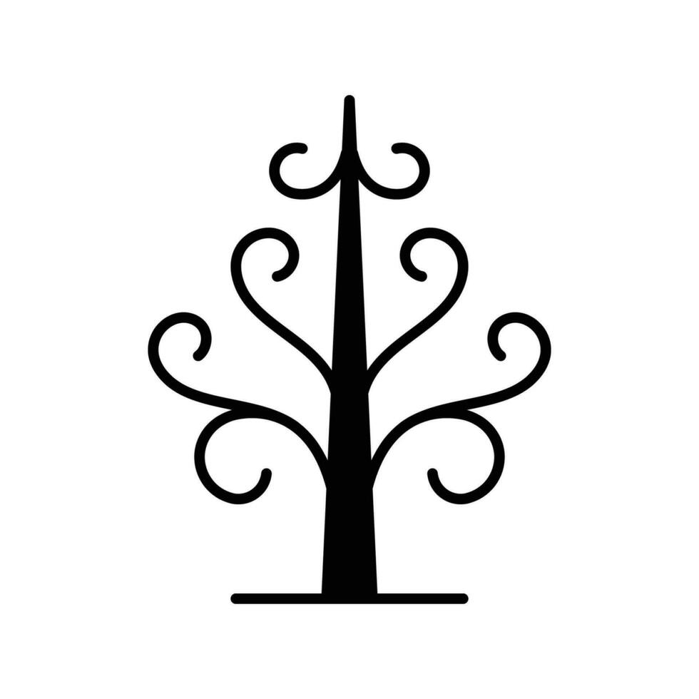 morto árvore ícone. simples sólido estilo. seco árvore, sem folhas, porta-malas, velho madeira, natureza conceito. silhueta, glifo símbolo. vetor ilustração isolado.