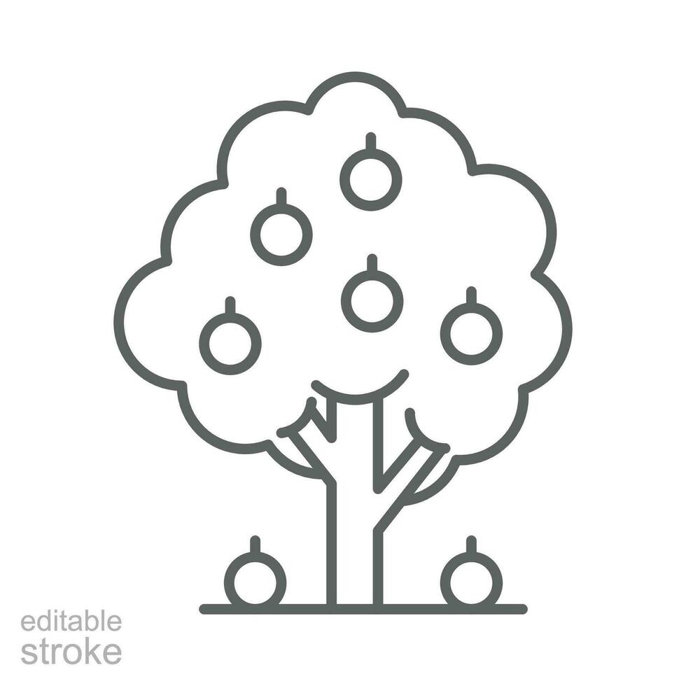 laranja árvore ícone. simples esboço estilo. fruta árvore, comida, natureza, agricultura conceito. fino linha símbolo. vetor ilustração isolado. editável AVC.
