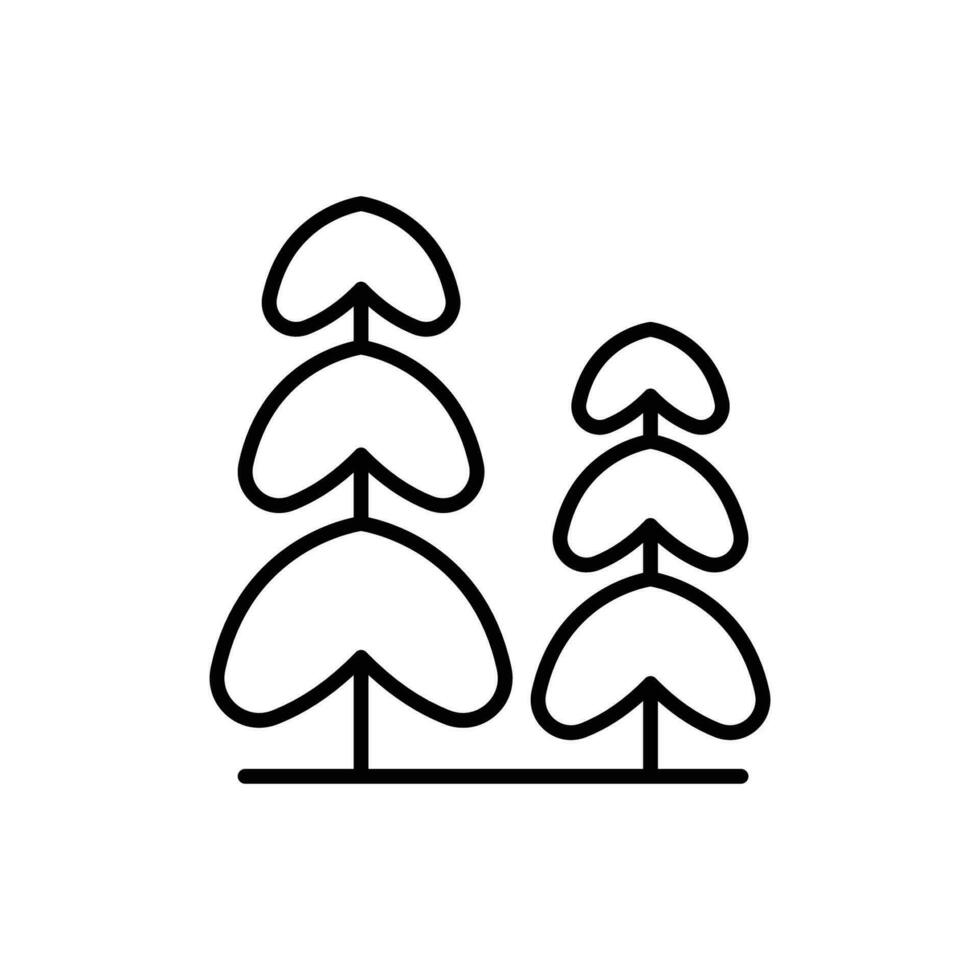 pinho árvore ícone. simples esboço estilo. dois pinho árvores, abeto, perene, natureza, inverno, floresta conceito. fino linha símbolo. vetor ilustração isolado.