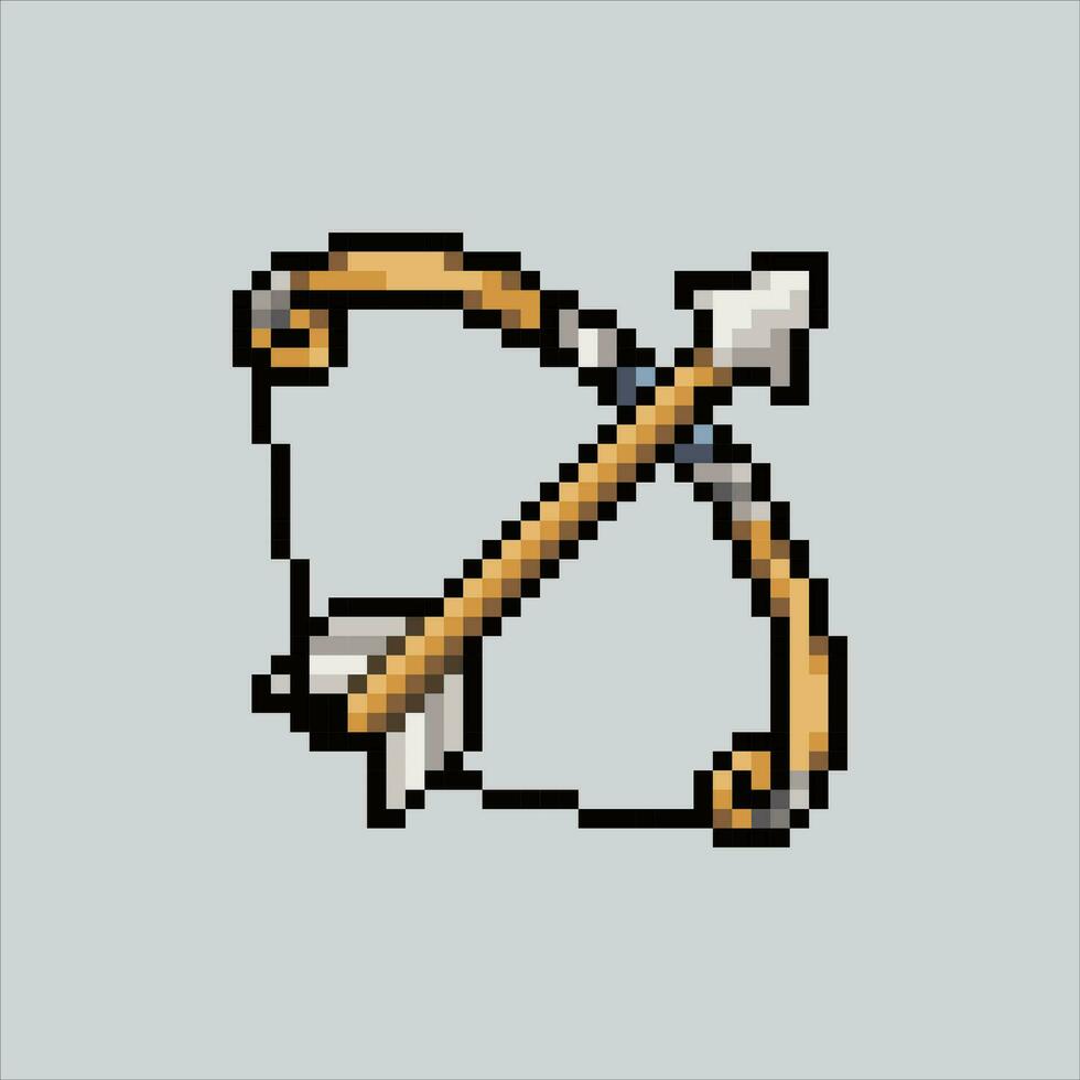 pixel arte ilustração arco e seta. pixelizada arco e seta. mágico arco e seta ícone pixelizada para a pixel arte jogos e ícone para local na rede Internet e vídeo jogo. velho escola retrô. vetor