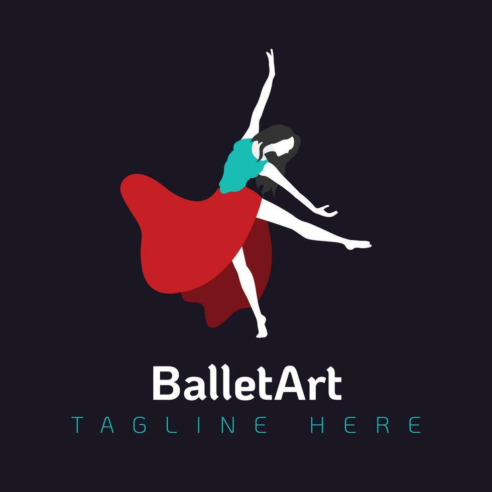 mulher dançando balé arte moderno plano vetor logotipo Projeto