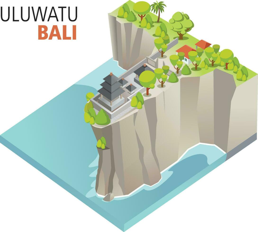 isométrico ilustração do uluwatu têmpora dentro bali vetor