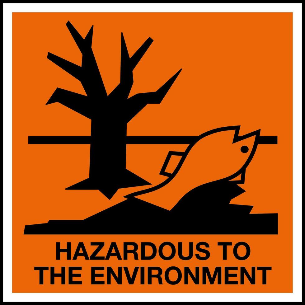 perigoso substâncias identificação armazenamento área marcação rótulo Atenção símbolo perigoso para meio Ambiente vetor