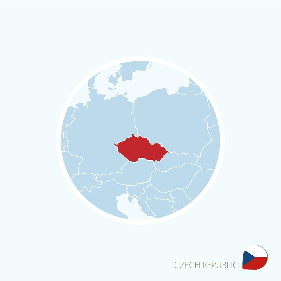 mapa ícone do tcheco república. azul mapa do Europa com em destaque tcheco república dentro vermelho cor. vetor