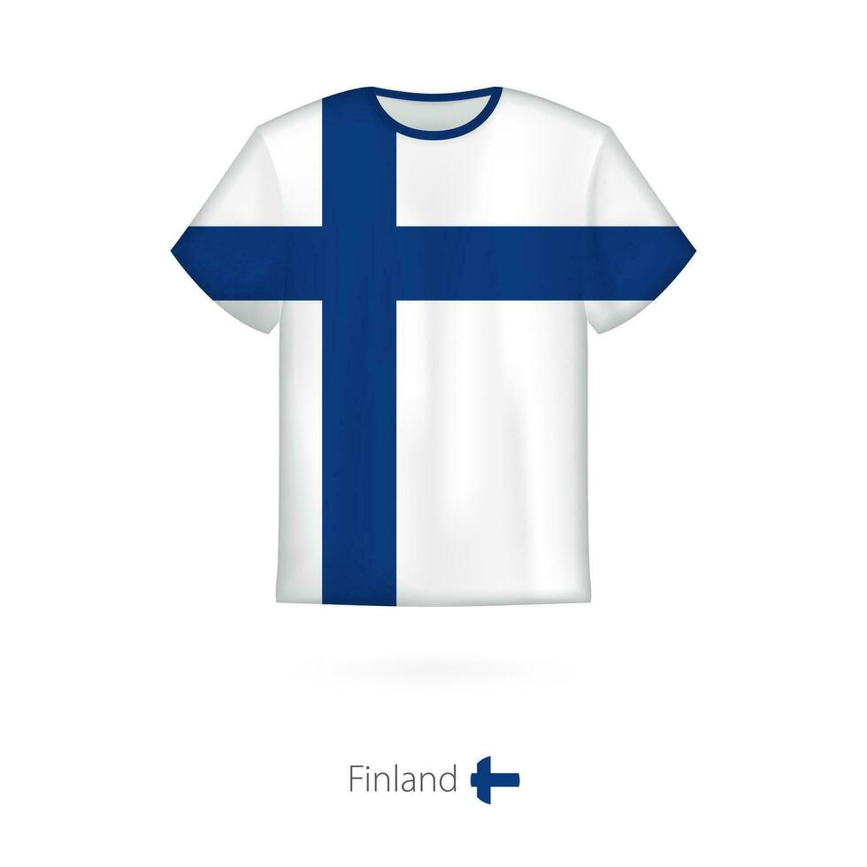 camiseta Projeto com bandeira do Finlândia. vetor