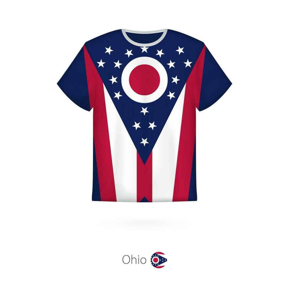 camiseta Projeto com bandeira do ohio nos estado. vetor
