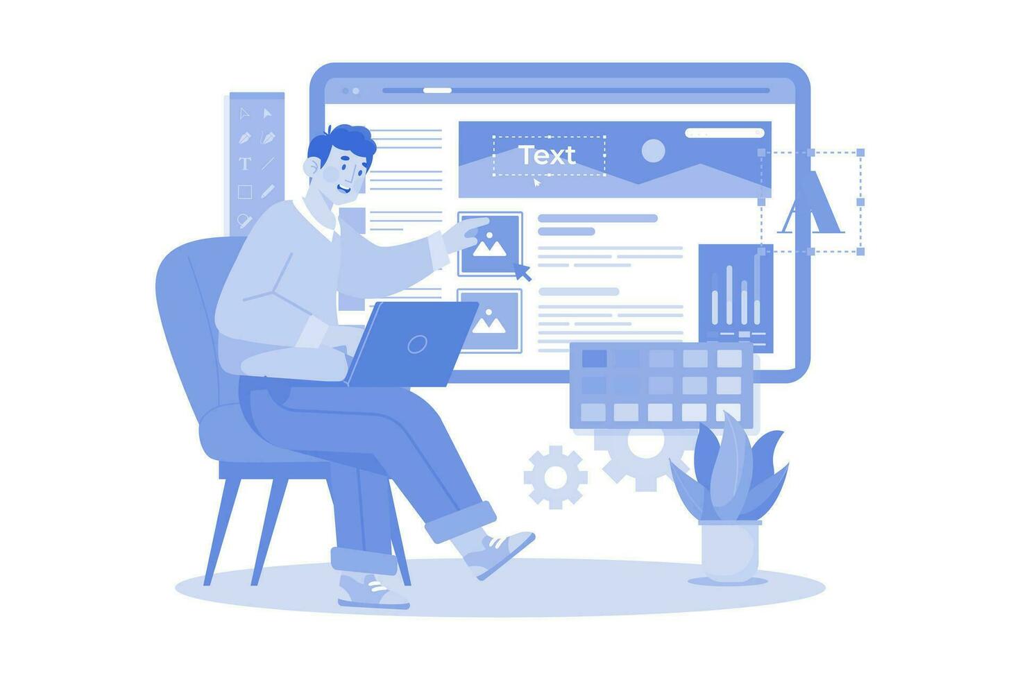 ux ui designer serviço online ou plataforma web. vetor