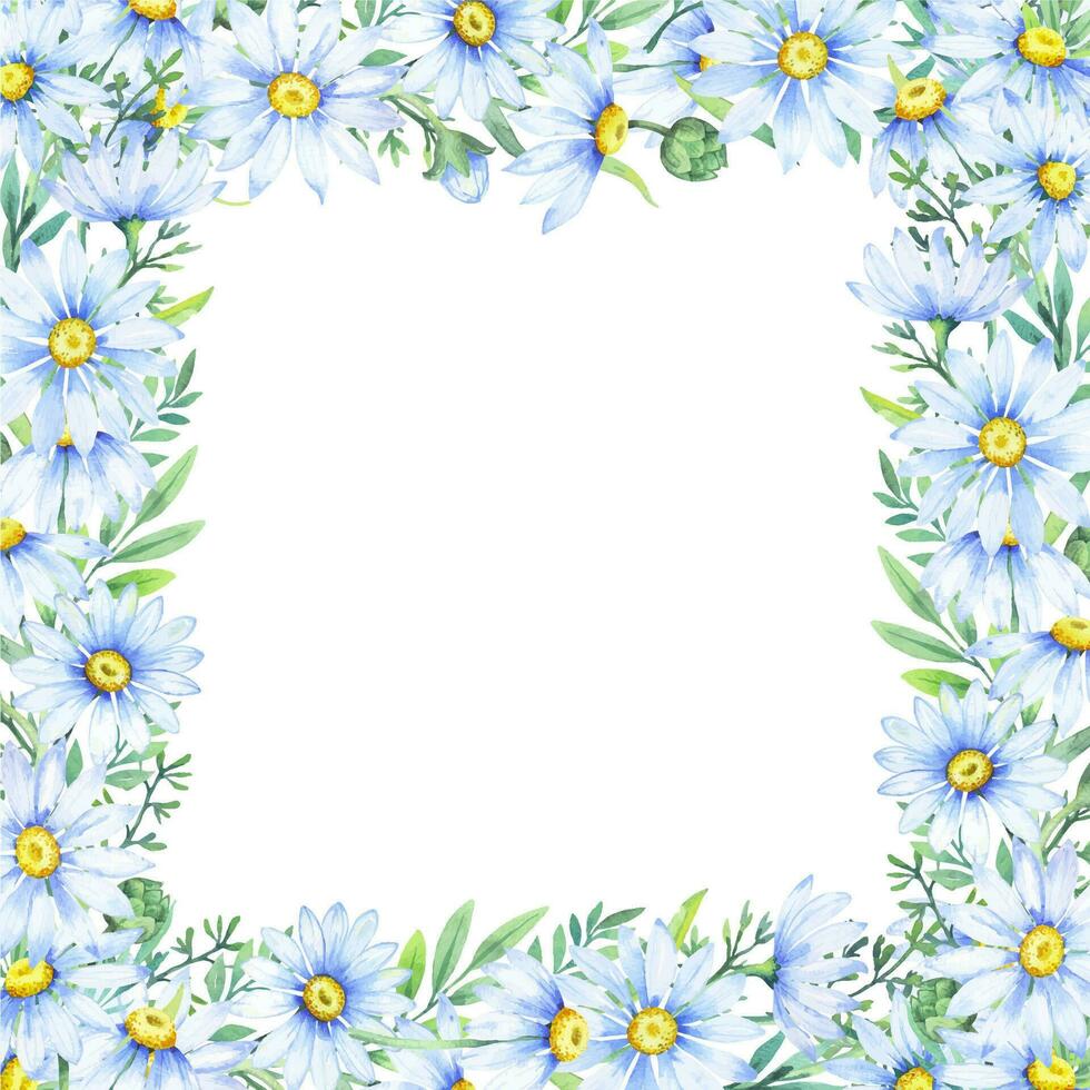 floral margarida fronteira, aguarela ilustração. branco margarida. floral botânico flor. quadro, Armação fronteira enfeite vetor