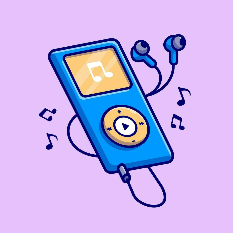 música jogador desenho animado vetor ícone ilustração. música tecnologia ícone conceito isolado Prêmio vetor. plano desenho animado estilo