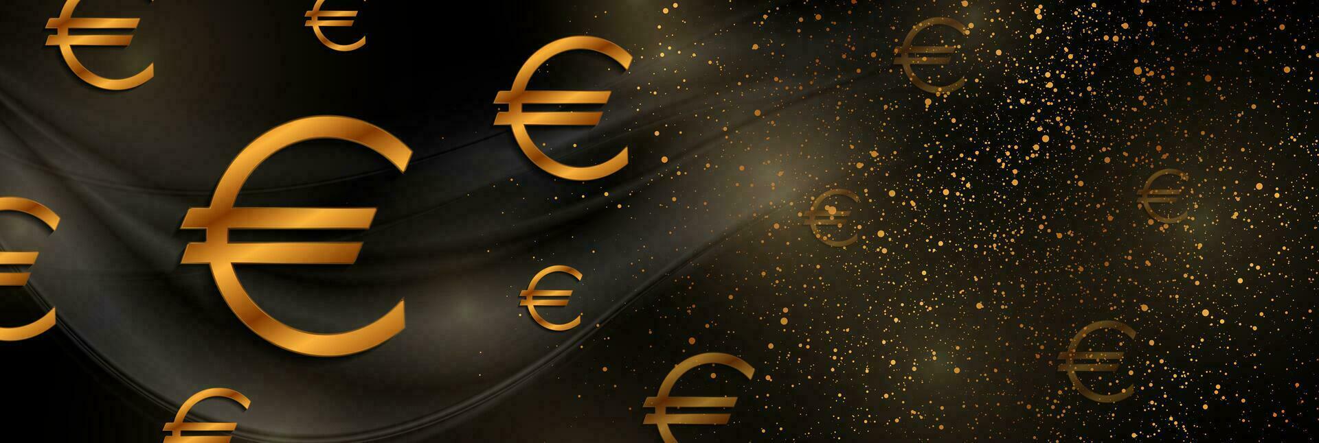 Preto e dourado fundo com euro moeda sinais vetor