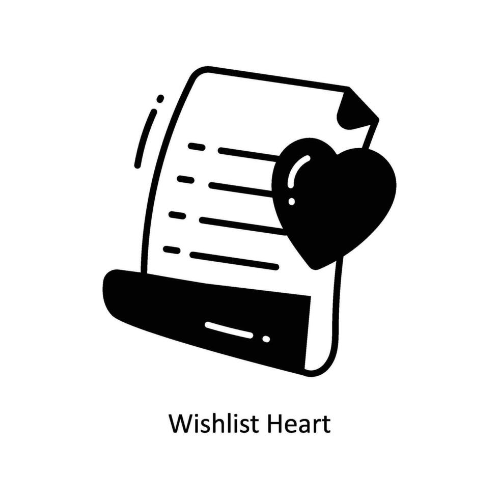 Lista de Desejos coração rabisco ícone Projeto ilustração. comércio eletrônico e compras símbolo em branco fundo eps 10 Arquivo vetor