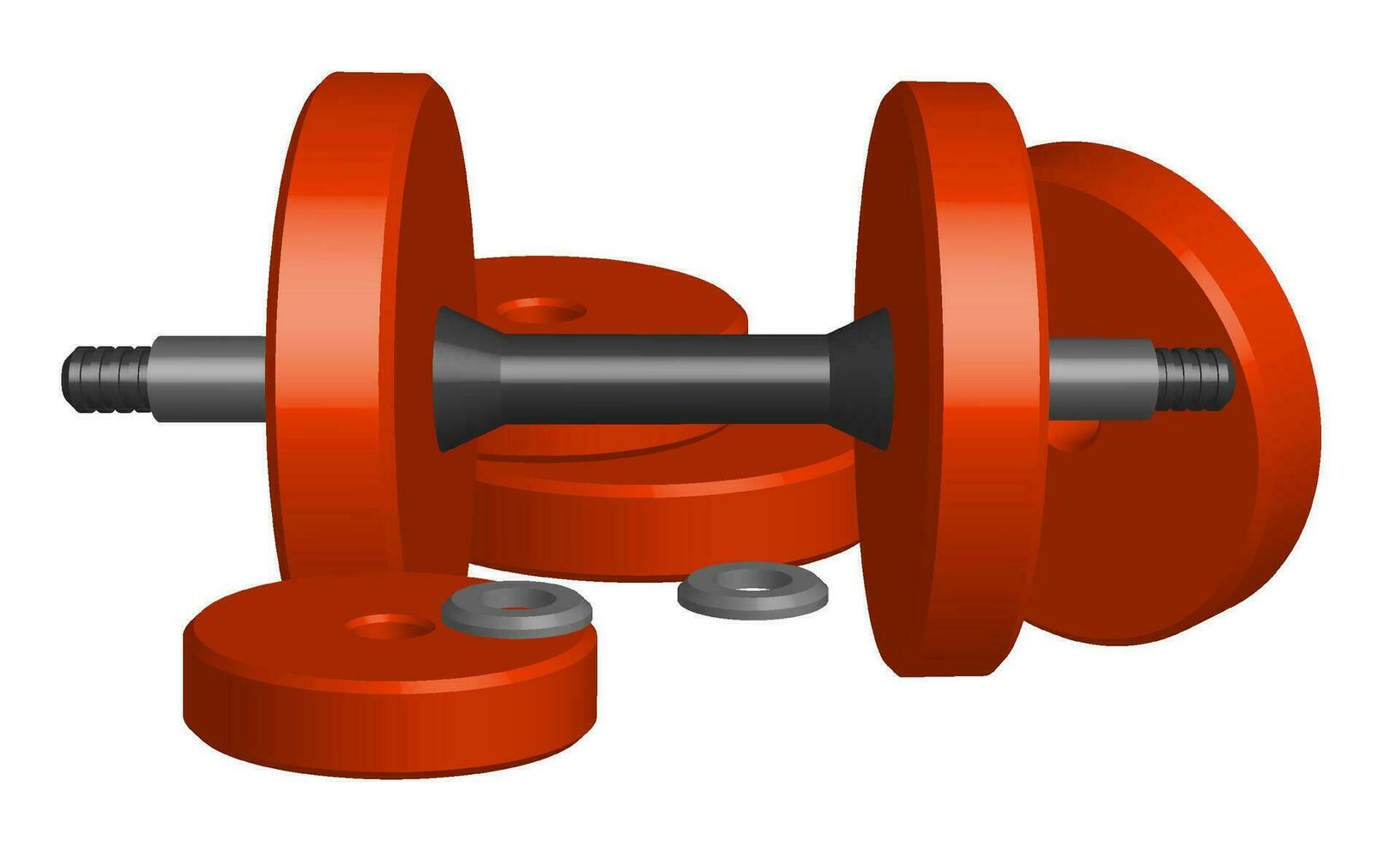 realista detalhado 3d modelo do desmontado vermelho Esportes haltere. saudável estilo de vida, fitness. realista vetor