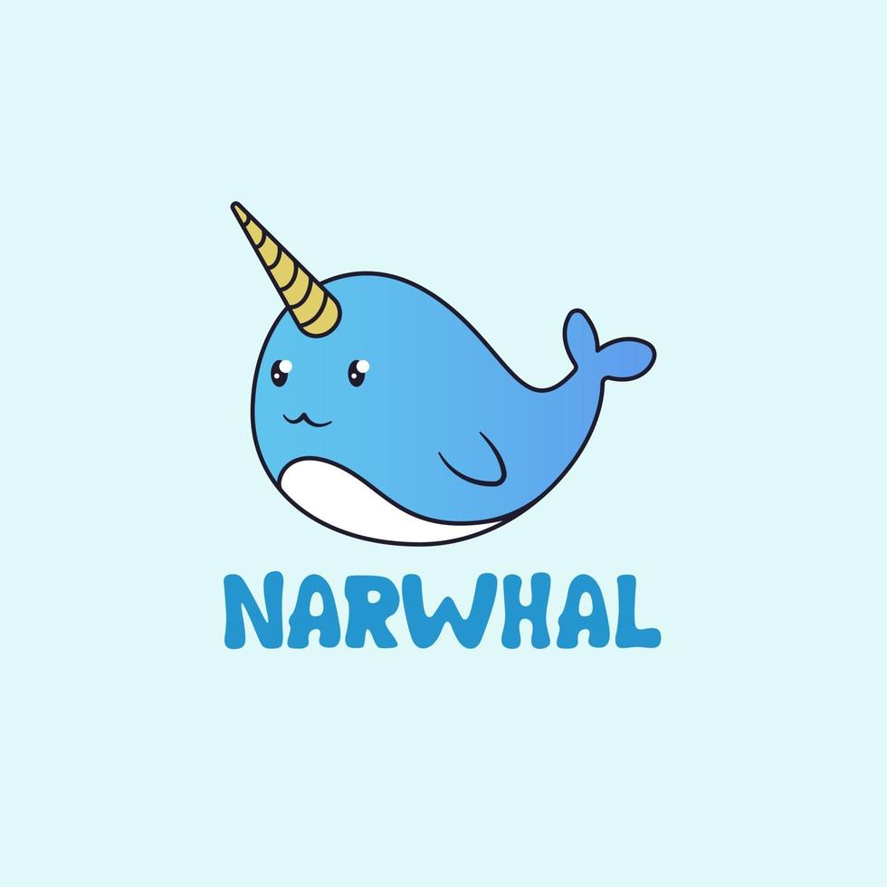 design de conceito de logotipo bonito de narval vetor