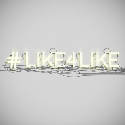 Palavra de hashtag neon realista, ilustração vetorial vetor