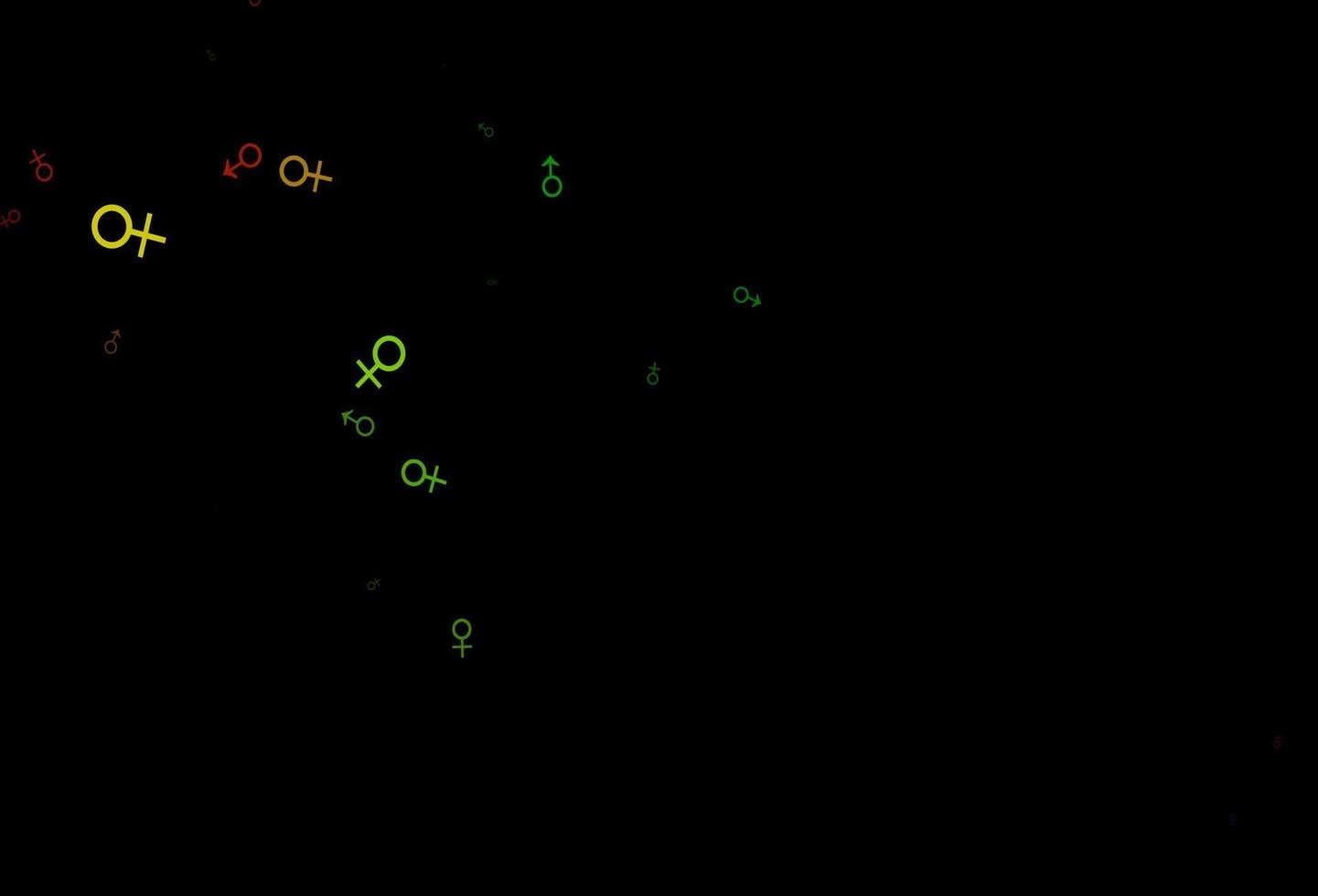 textura multicolor escura do vetor do arco-íris com ícones masculinos e femininos.